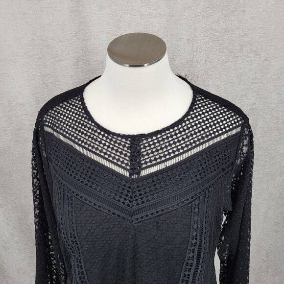 Lane Bryant Black Mock-Neck Illusion Lace Peplum Blouse Women's Plus Size 30/32 - Picture 6 of 16